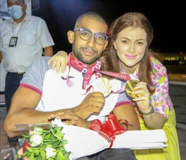 وزيرة الرياضة مع وليد كتيلة