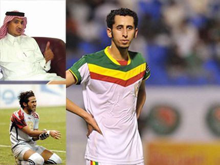 اللاعب المتهم تركي الثقفي.. وفي الإطارين الحارس جابر العامري ورئيس نجران مصلح آل مسلم