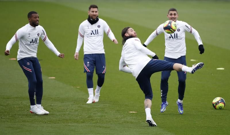 ميسي وراموس من تدريبات باريس