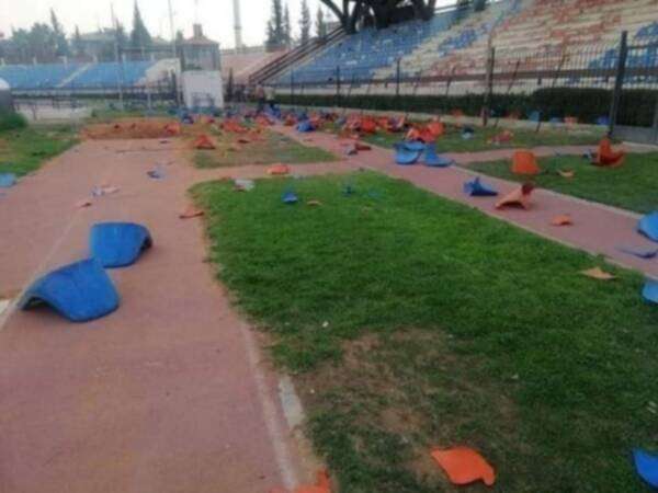 ملعب المباراة بعد أحداث الشغب