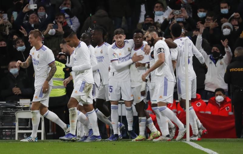 فرحة لاعبي ريال مدريد بهدف فينيسيوس جونيور