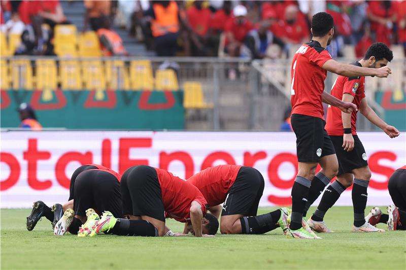 فرحة لاعبي منتخب مصر 