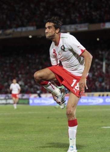 يوسف حجي في احتفاله بالهدف الثالت