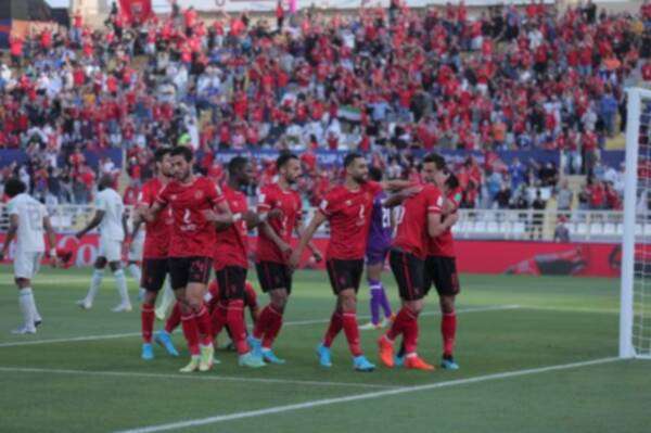 احتفال لاعبي الأهلي بهدف ياسر إبراهيم الأول