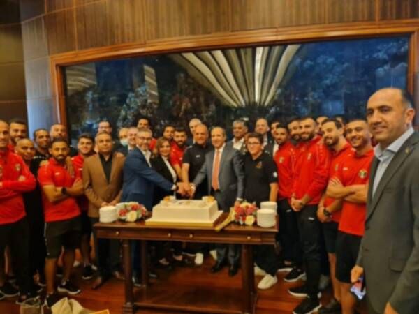 منتخب الأردن خلال الاحتفال
