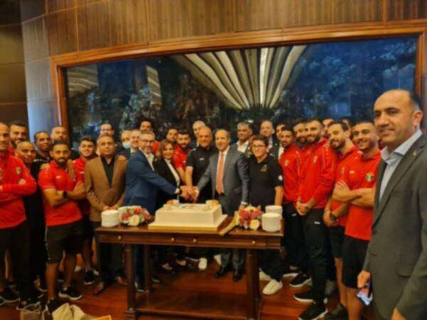 منتخب الأردن خلال الاحتفال