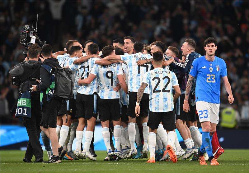  فرحة الأرجنتين بالفوز على إيطاليا
