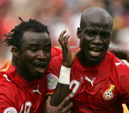 فرحة لاعبي غانا بهدف الفوز