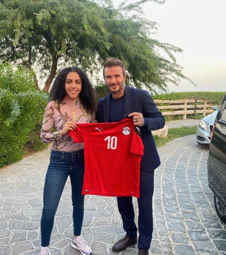 سارة عصام مع ديفيد بيكهام