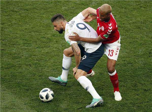 من لقاء فرنسا والدنمارك في مونديال 2018