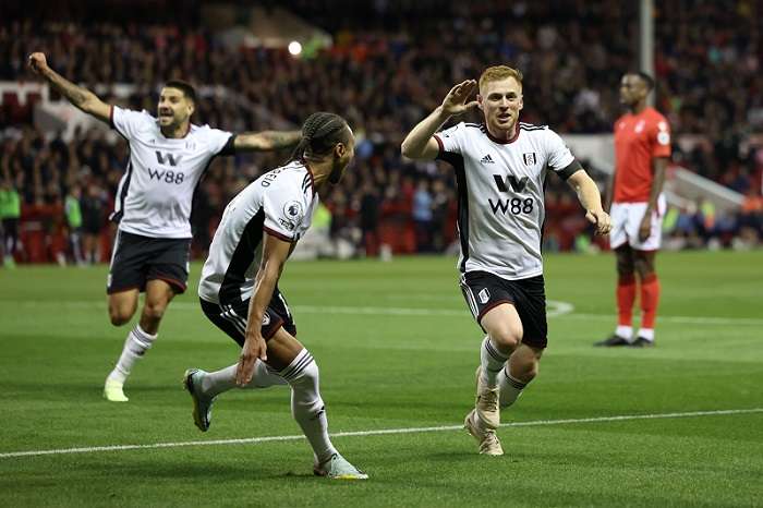 فرحة لاعبي فولهام (نقلا عن حساب النادي علي تويتر)