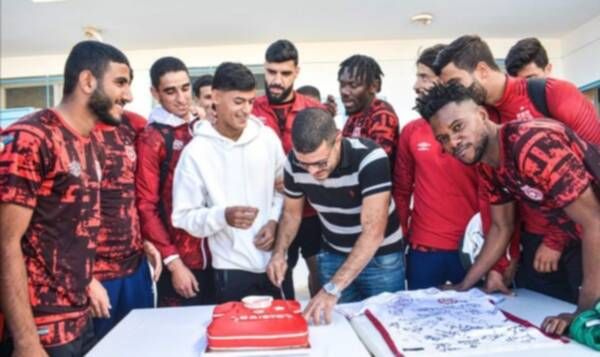 احتفال لاعبي النجم الساحلي بكريستو