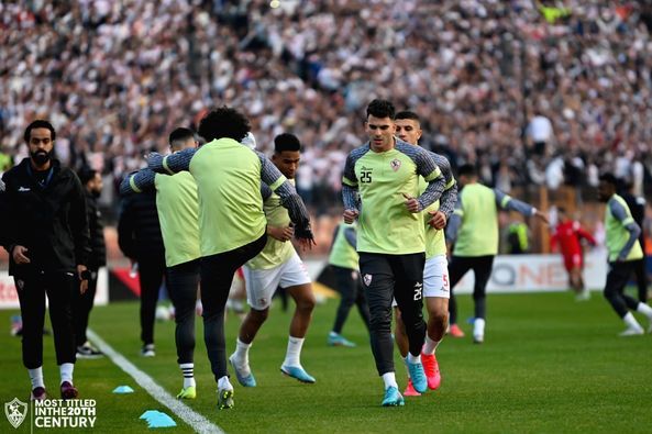 من عمليات إحماء لاعبي الزمالك