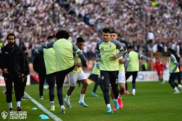 من عمليات إحماء لاعبي الزمالك