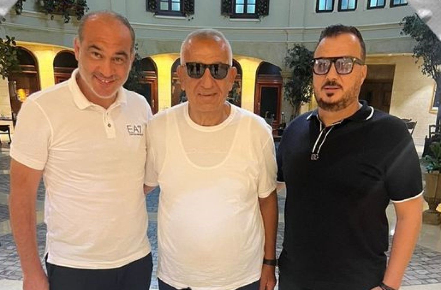 علي ماهر مع كامل أبو علي رئيس المصري وياسر يحيى عضو مجلس الإدارة