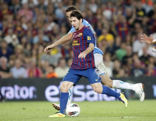 نجم برشلونة ليونيل ميسي خلال احدى مباريات الفريق