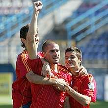 فرحة اسبانية باحد الاهداف