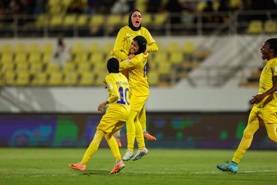 فرحة لاعبات النصر أمام الاتحاد