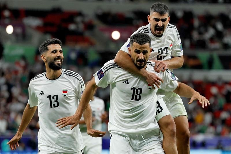 فرحة لاعبي منتخب العراق