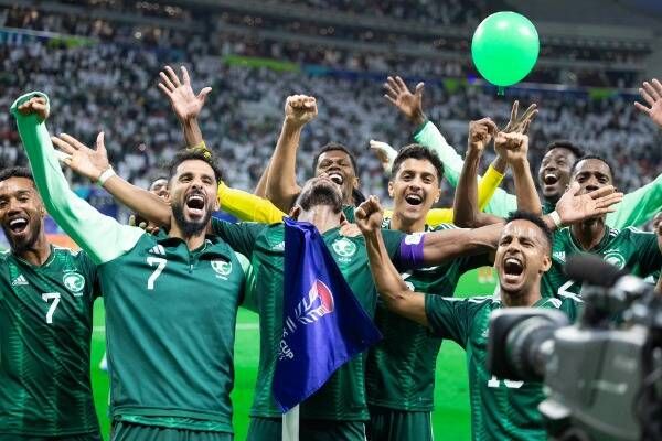 من احتفالات لاعبي السعودية