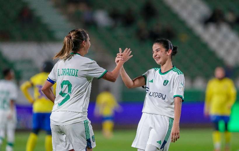 لاعبات الأهلي بعد التفوق على النصر