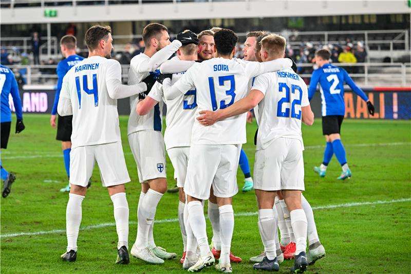 فرحة لاعبي فنلندا