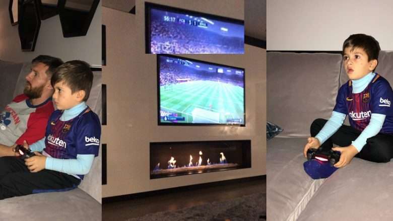 ميسي يلعب البلايستيشن مع تياجو