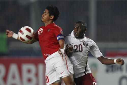 لقطة من مباراة الذهاب بين منتخب قطر و اندونيسيا