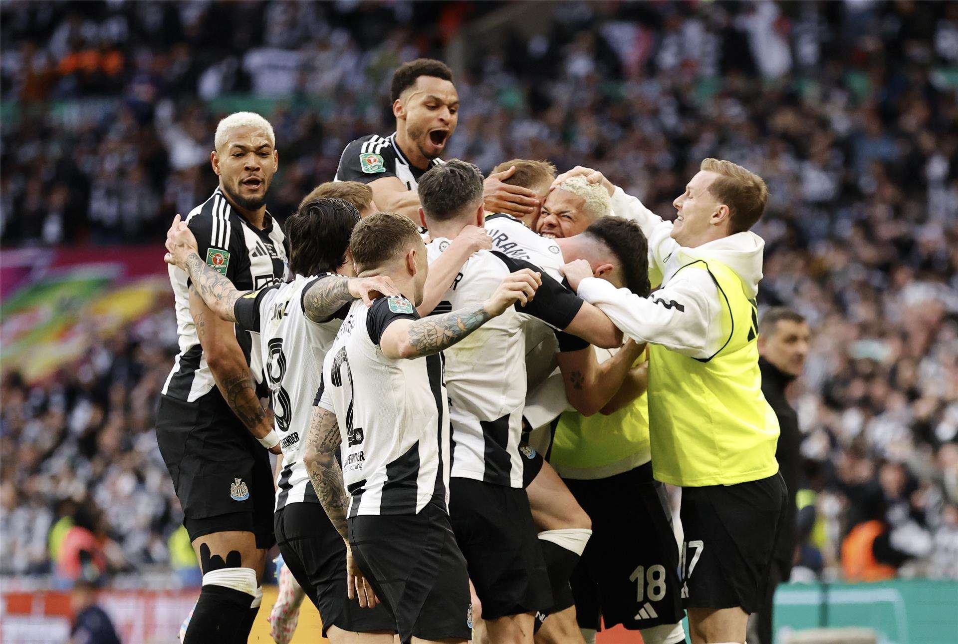 فرحة لاعبي نيوكاسل