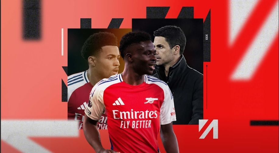 ساكا في المقدمة وخلفه أرتيتا ونوانيري