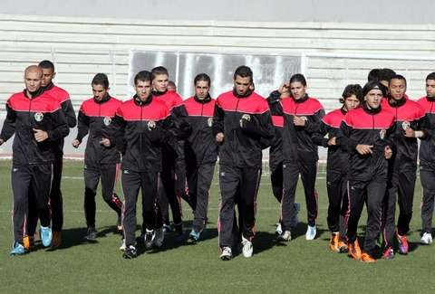 لقطة من تدريب منتخب الأردن لكرة القدم استعدادا للدورة العربية