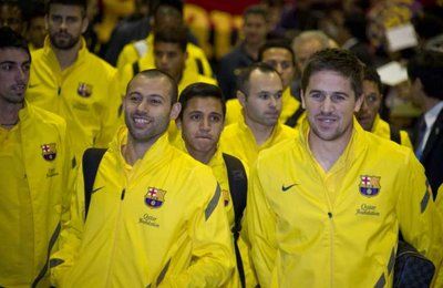 فريق برشلونة اثناء وصوله اليابان