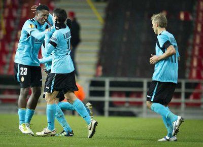 فرحة لاعبي ستاندر لييج بهدف الفوز