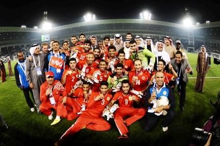 تتويج منتخب البحرين بذهبية القدم في الدورة العربية الثانية عشر 