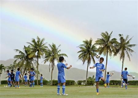 من التدريبات الأخيرة لأولمبي اليابان في دولة غوام ( يوم الأحد )