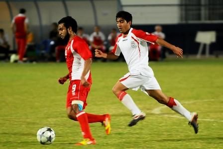 من مباراة الإمارات وإيران الودية للشباب. 