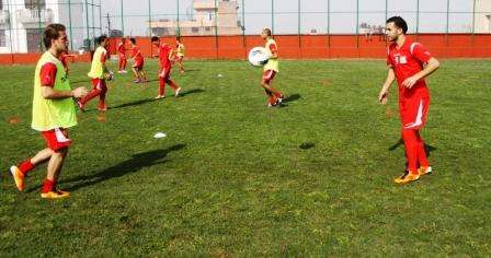 المنتخب الفلسطيني خلال التمرين 