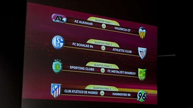 صورة تظهر نتائج قرعه ربع نهائي الدوري الاوروبي