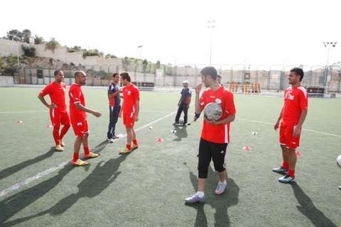جانب من تدريبات منتخب فلسطين صياح اليوم