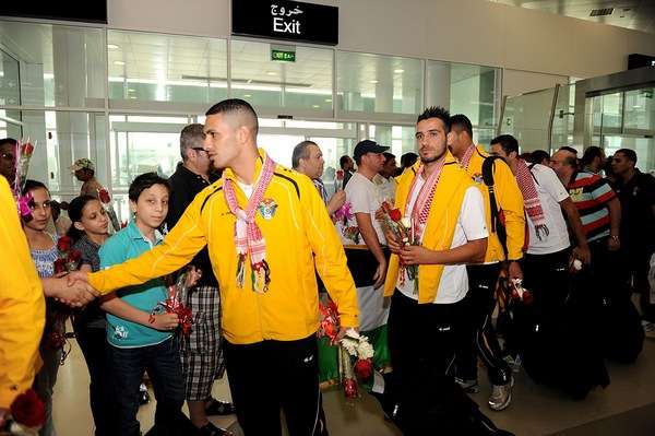 منتخب الأردن لحظة وصوله الدوحة 