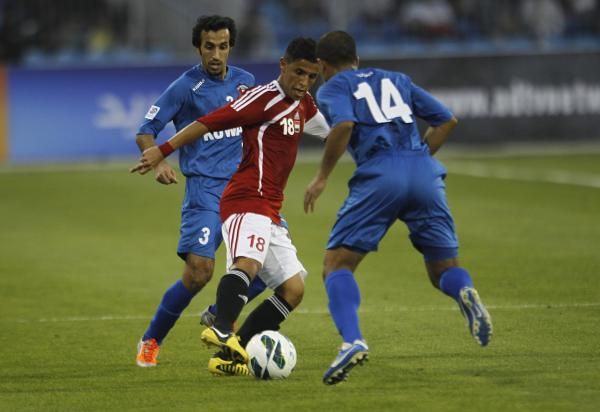 الورافي خلال مباراة الكويت