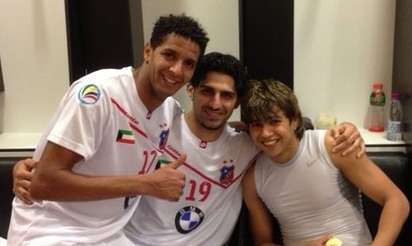 فرحة ثلاثي الكويت روجيريو وحسين بابا وعصام جمعة بالفوز على الرفاع