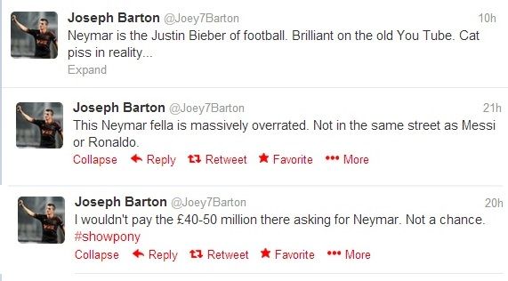 تغريدات بارتون التي ينتقد فيها نيمار