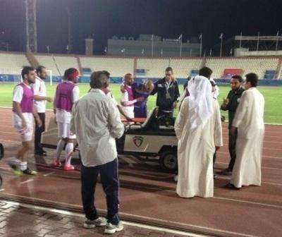 مصعب الكندري تم نقله من الملعب للمستشفي