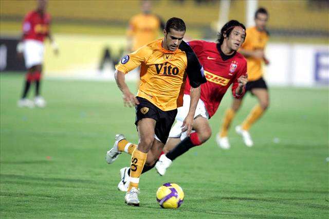 بدر المطوع في آخر مشاركة مع القادسية أمام اوراوا الياباني في دوري ابطال آسيا 2008