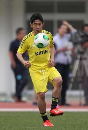 شينجي كاجاوا في تدريب اليوم مع منتخب اليابان