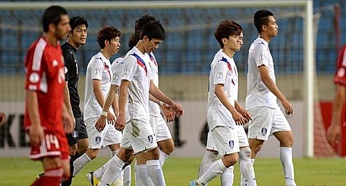 لاعبو كوريا الجنوبية بعد تعادلهم أمام لبنان