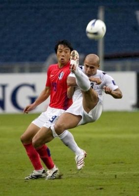 جانب من مباراة العراق وكوريا الجنوبية