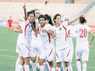 فرحة لاعبات الاردن بالفوز على الكويت بنتيجة ثقيلة