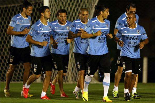 جانب من تدريبات منتخب أوروجواي